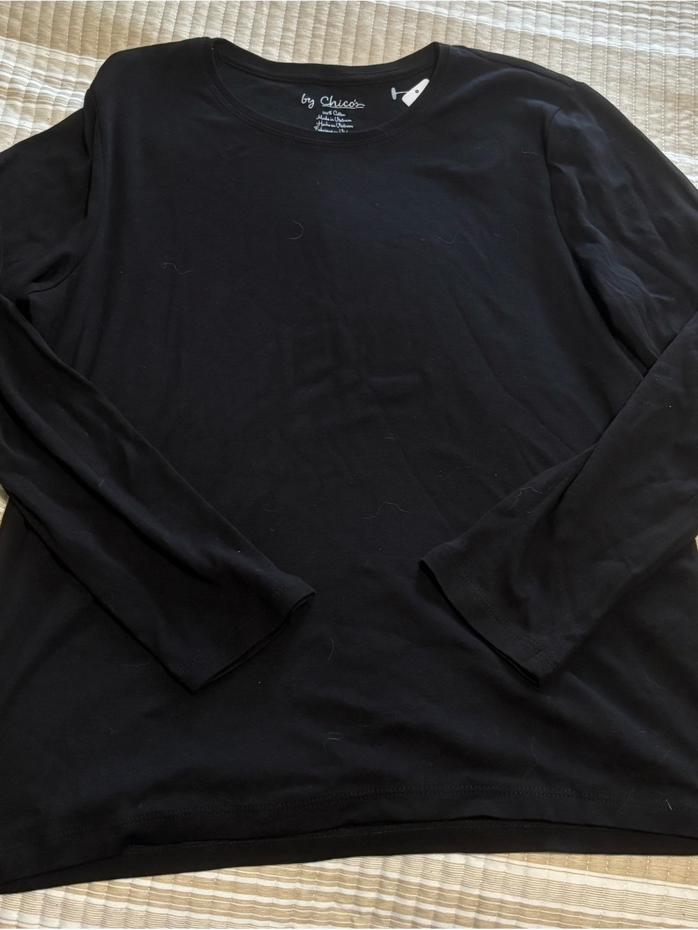 Chico's Black Long-Sleeve Crew Neck Shirt